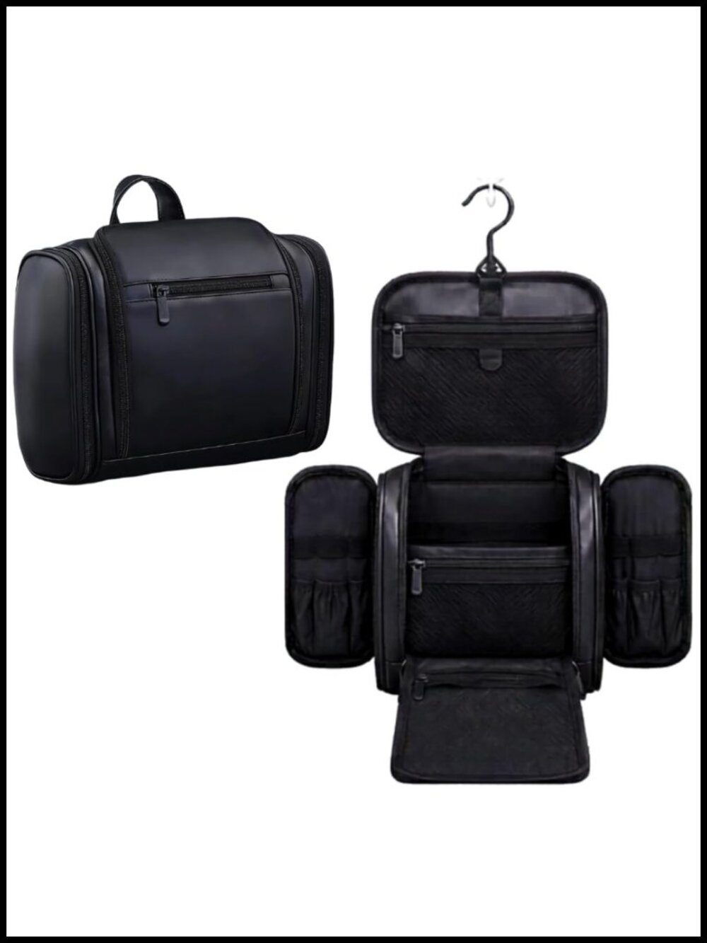 Vegan Leather Toiletry Bag Travel Dopp Kit Water Resistant Compact
